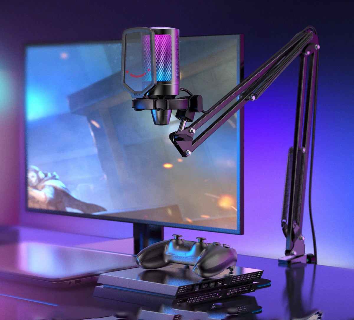 FIFINE A6T - Microfone USB para Gaming e Streaming, RGB, Braço Ajustável FIFINE A6T - Microfone USB para Gaming e Streaming, RGB, Braço Ajustável